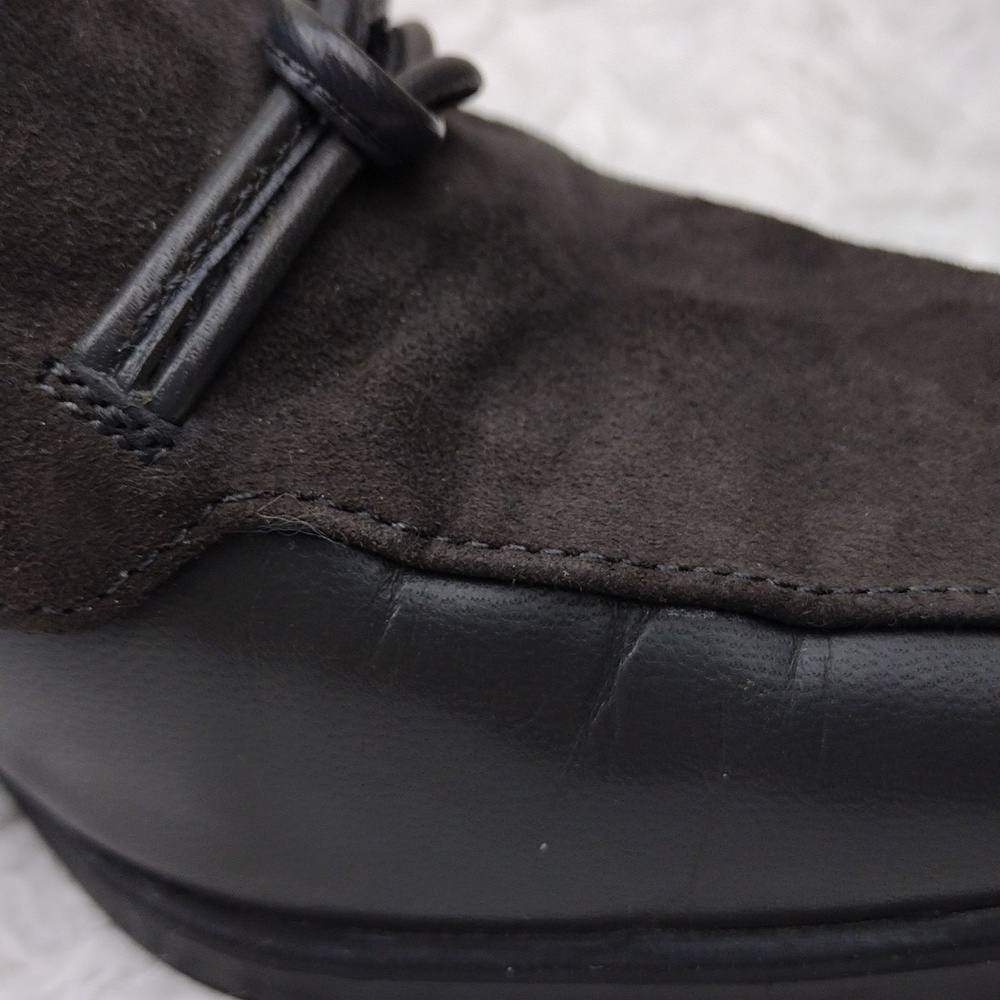 Andrea Viccaro Dark Grey Leather Suede Upper Square Toe Blocked High Heel Shoe - Picture 14 of 15